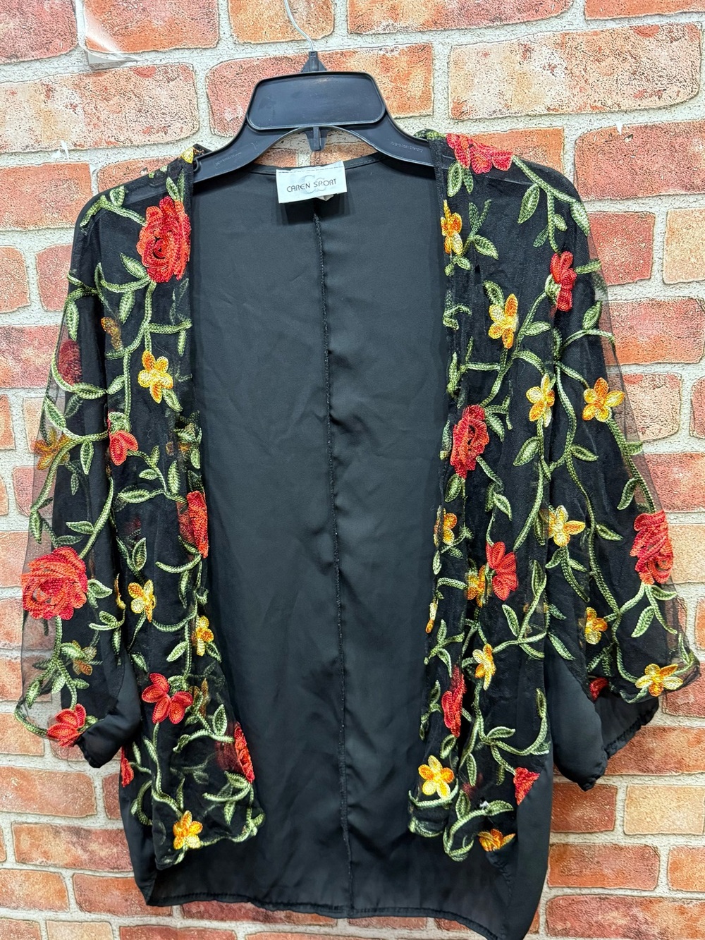 Black Floral Embroidered Sheer whimsigoth dark fairy lightweight Kimono